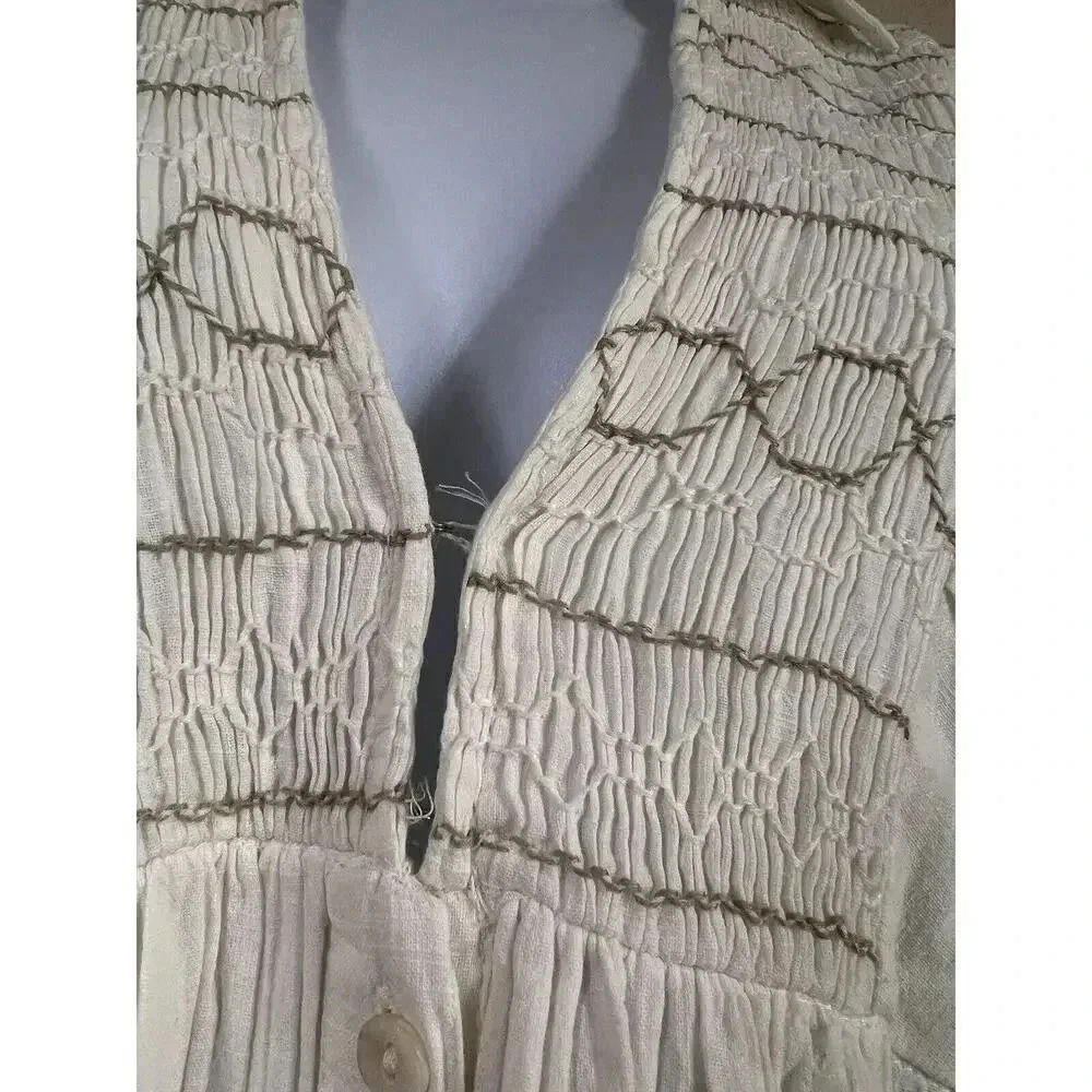 Free People Samantha Shirt Dress Womens Size M Ivory Combo With Pockets NWT - Picture 6 of 15